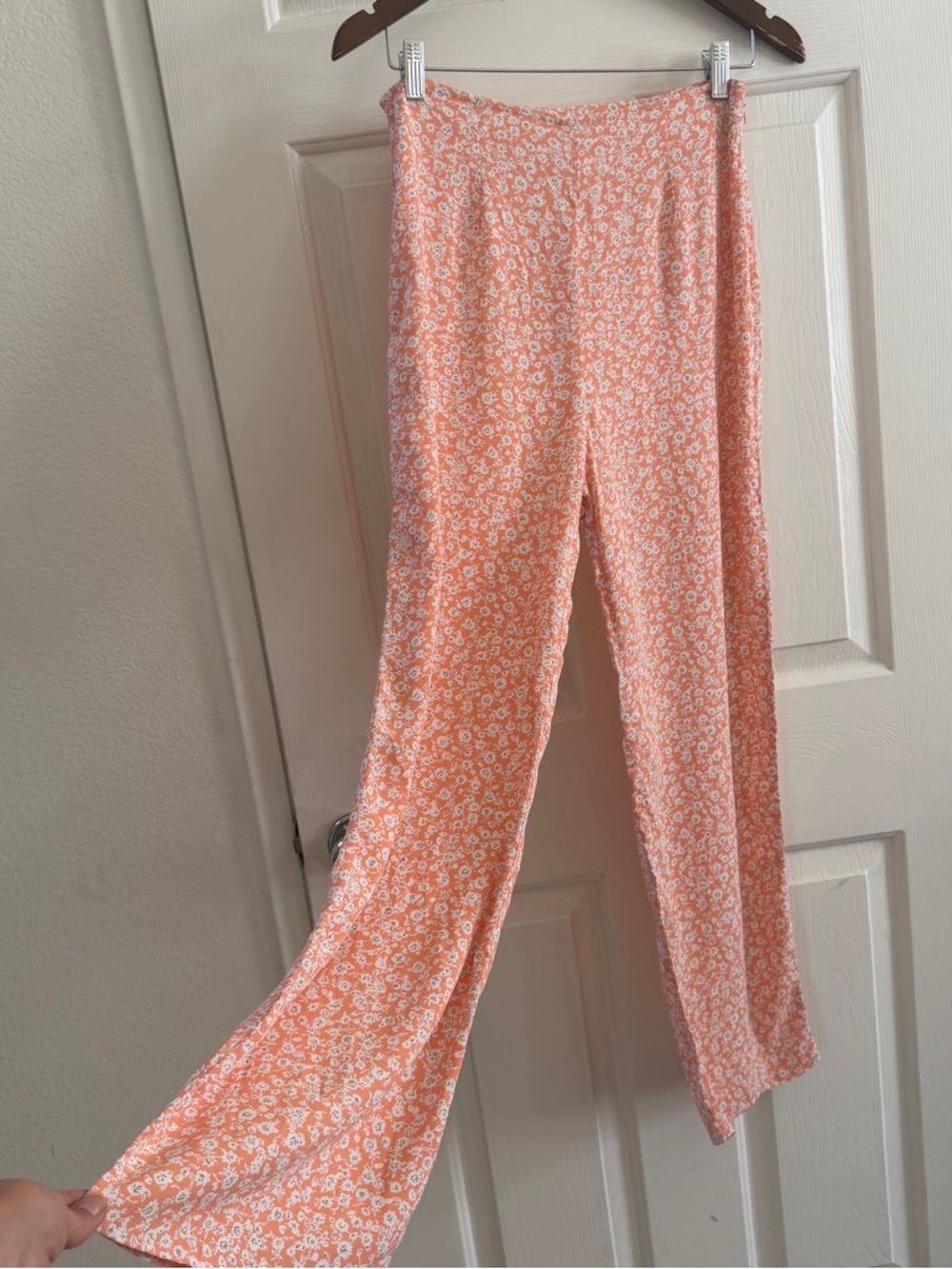 Flynn Skye Coral Peach Floral Wide-Leg Pants